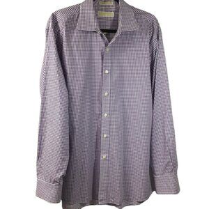 MICHAEL Michael Kors Men's Purple & White Gingham Check Long Sleeve Shirt